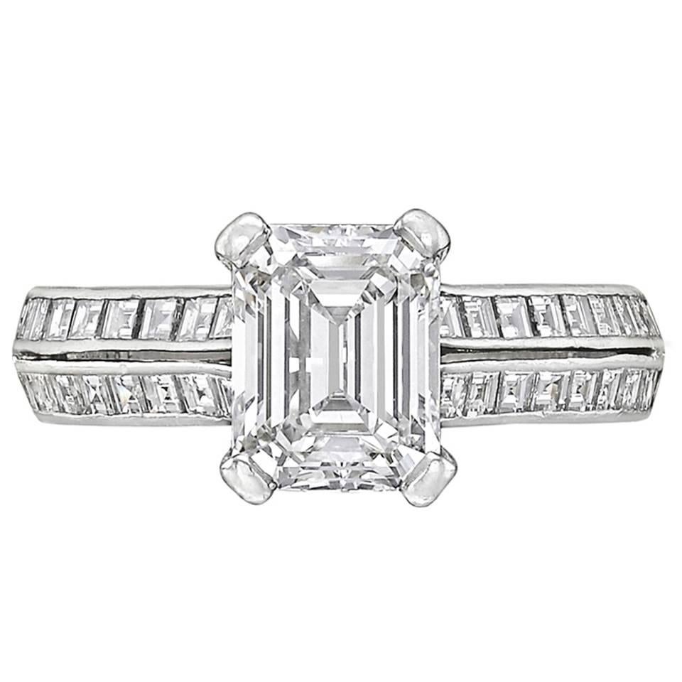 Tiffany and Co. 1.72 Carat EmeraldCut Diamond Platinum Engagement Ring at 1stDibs tiffany