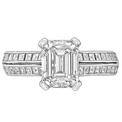 Tiffany & Co. 1.72 Carat Emerald-Cut Diamond Platinum Engagement Ring