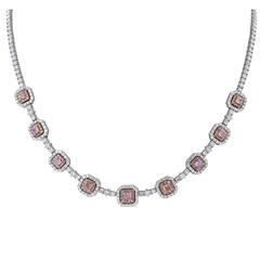 10.45 Carat Natural Pink Diamond Two-Color Gold Necklace
