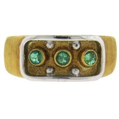 Buccellati Emerald Two Color Gold Ring