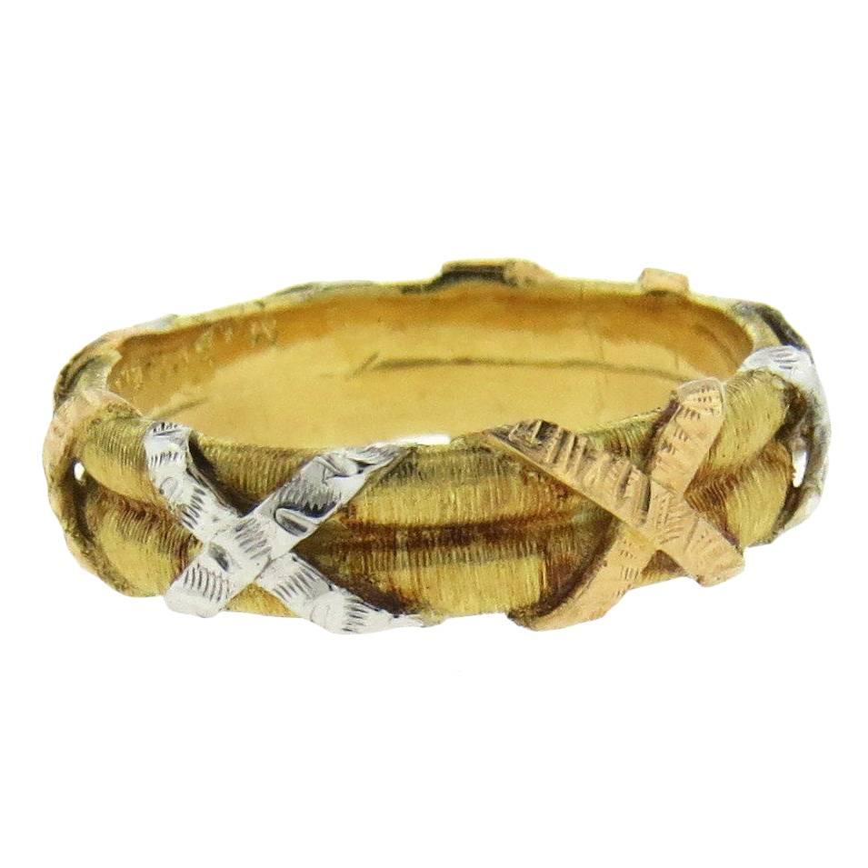 Buccellati Tricolor Gold X Band Ring