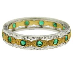 Buccellati Emerald Two Color Gold Wedding Band Ring