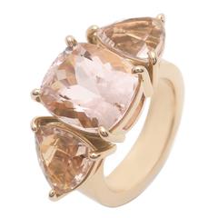 Morganite Gold Three Stone Ring