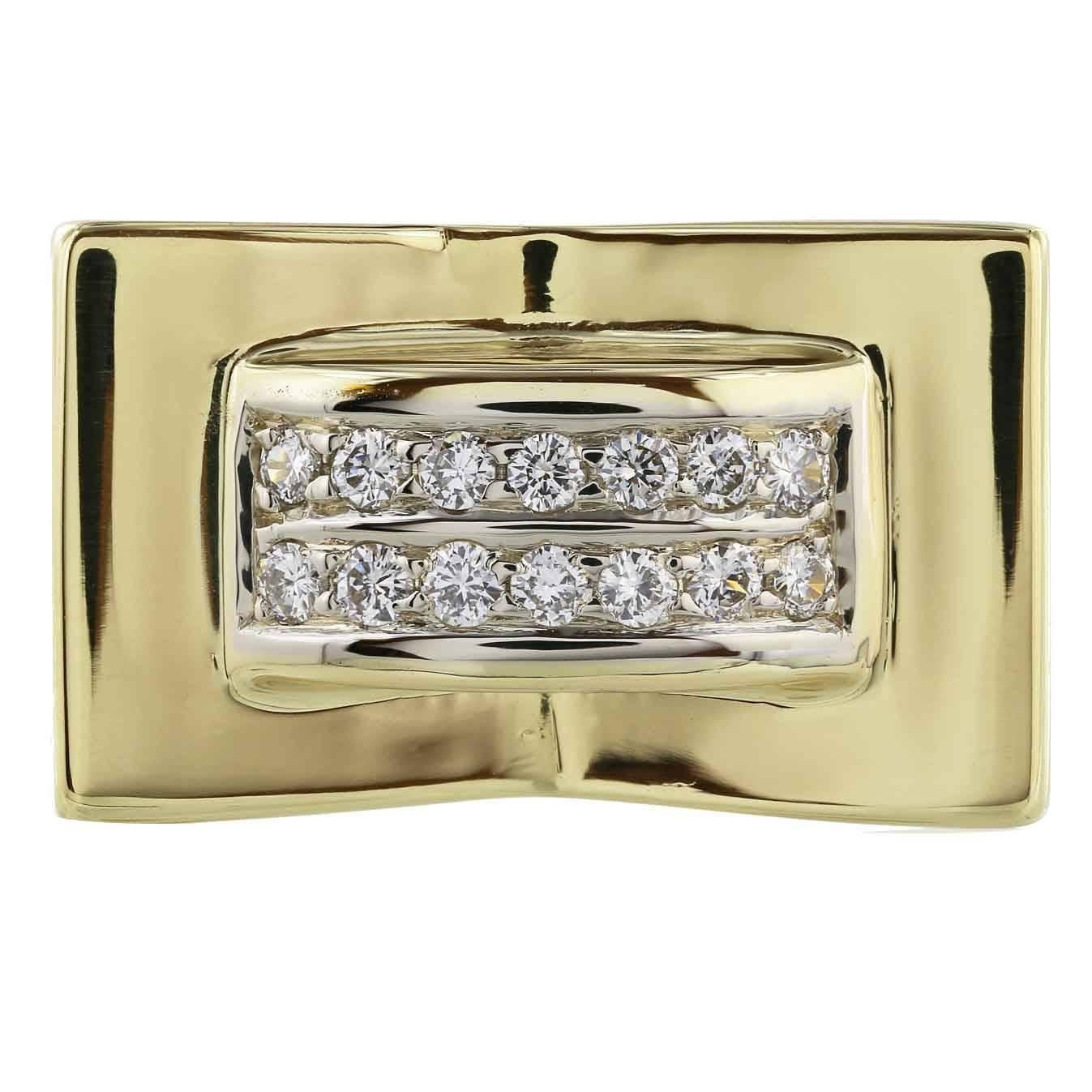 Diamond Gold Geometric Men's Ring For Sale
