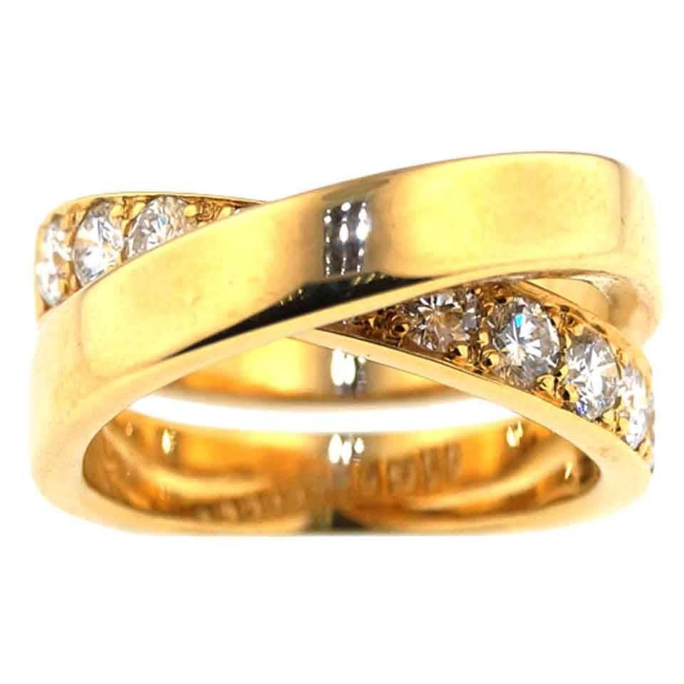 Cartier "Paris Nouvelle Vague" Crossover Diamond Gold Ring For Sale