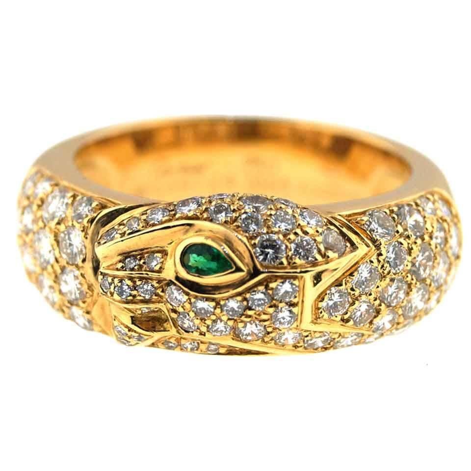 Cartier "Panthere" Pave Diamond Gold Ring For Sale
