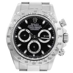 Rolex Stainless Steel Daytona Black Cosmograph Dial Automatic Wristwatch