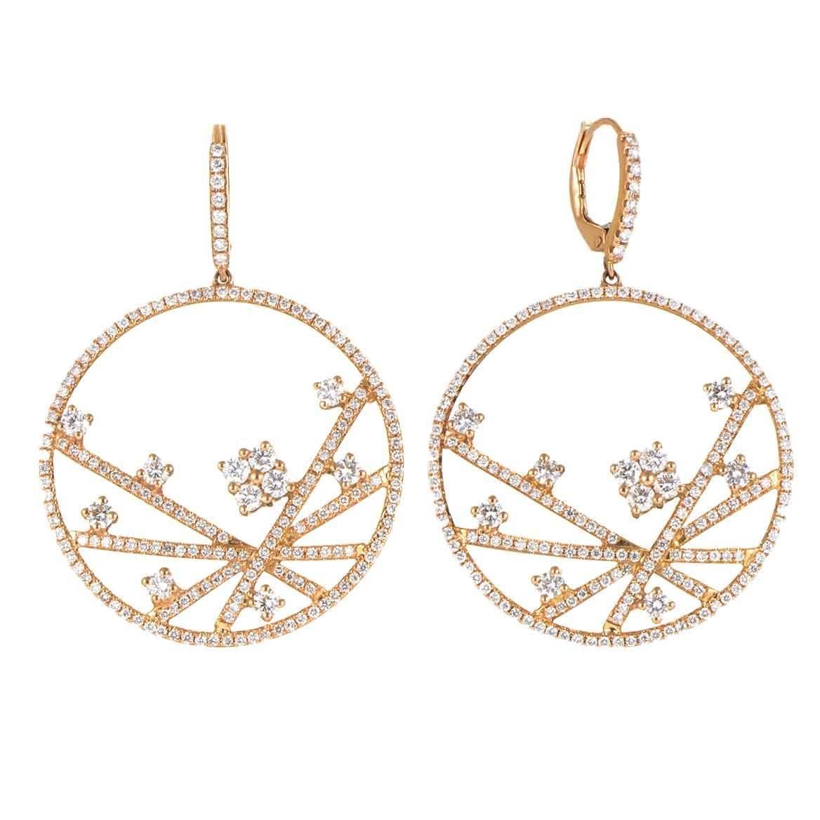 Piero Milano Diamond Gold Openwork Dangle Earrings