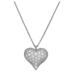 Tiffany & Co. Pavé Diamond Platinum Heart Pendant Necklace