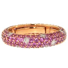 Jona Pink Sapphire Diamond Pavé Gold Eternity Band Ring 5
