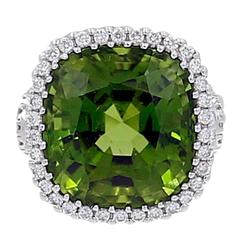 Burmese Peridot Diamond Gold Ring 4