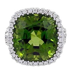 Burmese Peridot Diamond Gold Ring