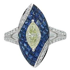 Sapphire Diamond Platinum Ring