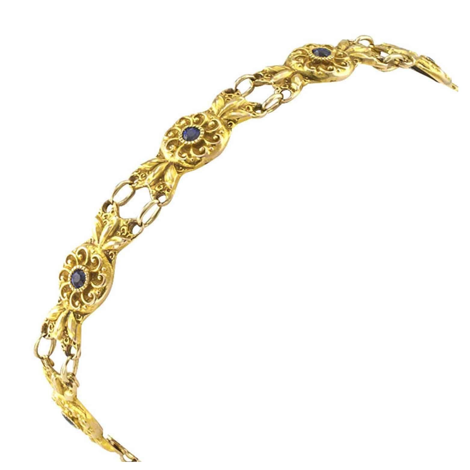 Art Nouveau Sapphire Gold Bracelet