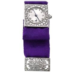 Art Deco Lady's Platinum Rose-Cut Diamond Wristwatch