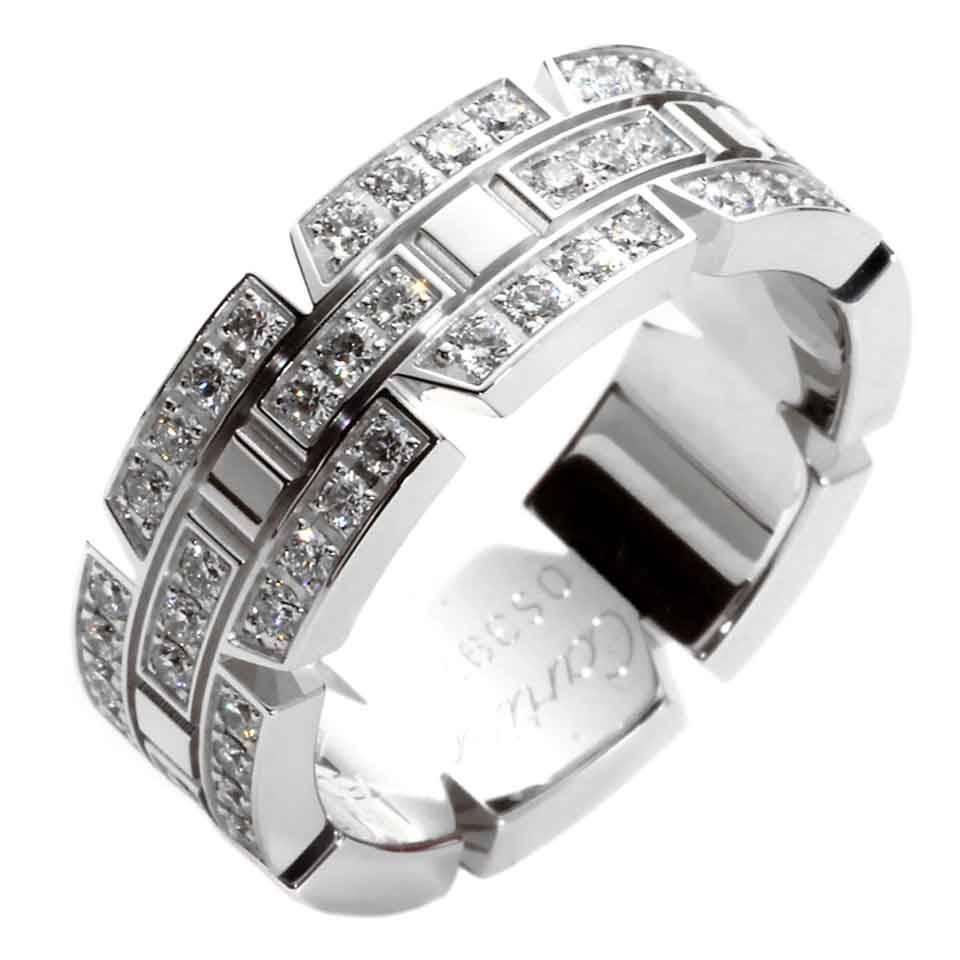 Cartier Tank Francaise Diamond Gold Ring For Sale at 1stdibs