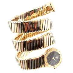Bulgari Lady's Tricolor Gold Tubogas Schlangenarmband-Armbanduhr, Damenarmbanduhr