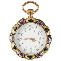 19th Century Yellow Gold Enamel Pocket Watch