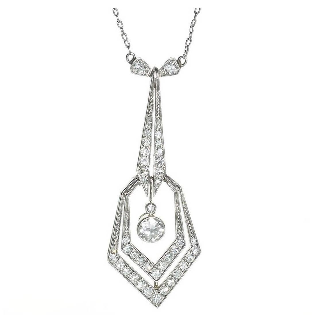 Edwardian Diamond Platinum Pendant