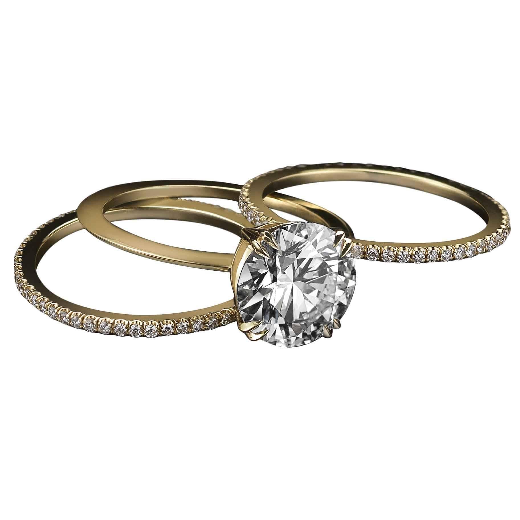 Alexandra Mor 1.50 Carat GIA Certified Diamond Centre Engagement Three-Ring Set For Sale