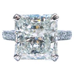 6.14 Carat GIA Cert Radiant Diamond Platinum Engagement Ring
