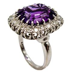 Regal Purple Amethyst Diamond Gold Cluster Ring 3