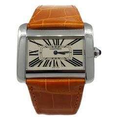 Cartier Stainless Steel Tank Divan Quartz Wristwatch Ref 2600