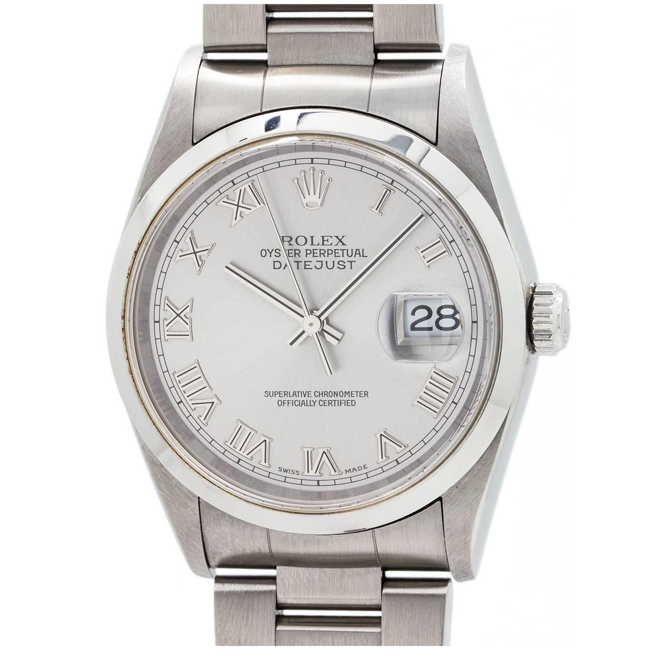 Rolex Stainless Steel Datejust Self Winding Wristwatch Ref 16200 2003