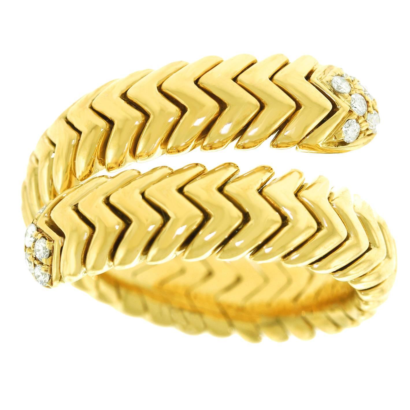 Bulgari “Spiga” Diamond-Set Snake Ring
