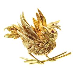 Boucheron Ruby Gold Bird Brooch 1