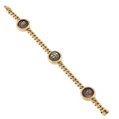 Bulgari Late 20th Century Italian Ancient Coin and Gold Curb Link Bracelet