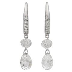 Diamond Bead and Briolette Drop Earrings Diamond Bead and Briolette Drop Earrings