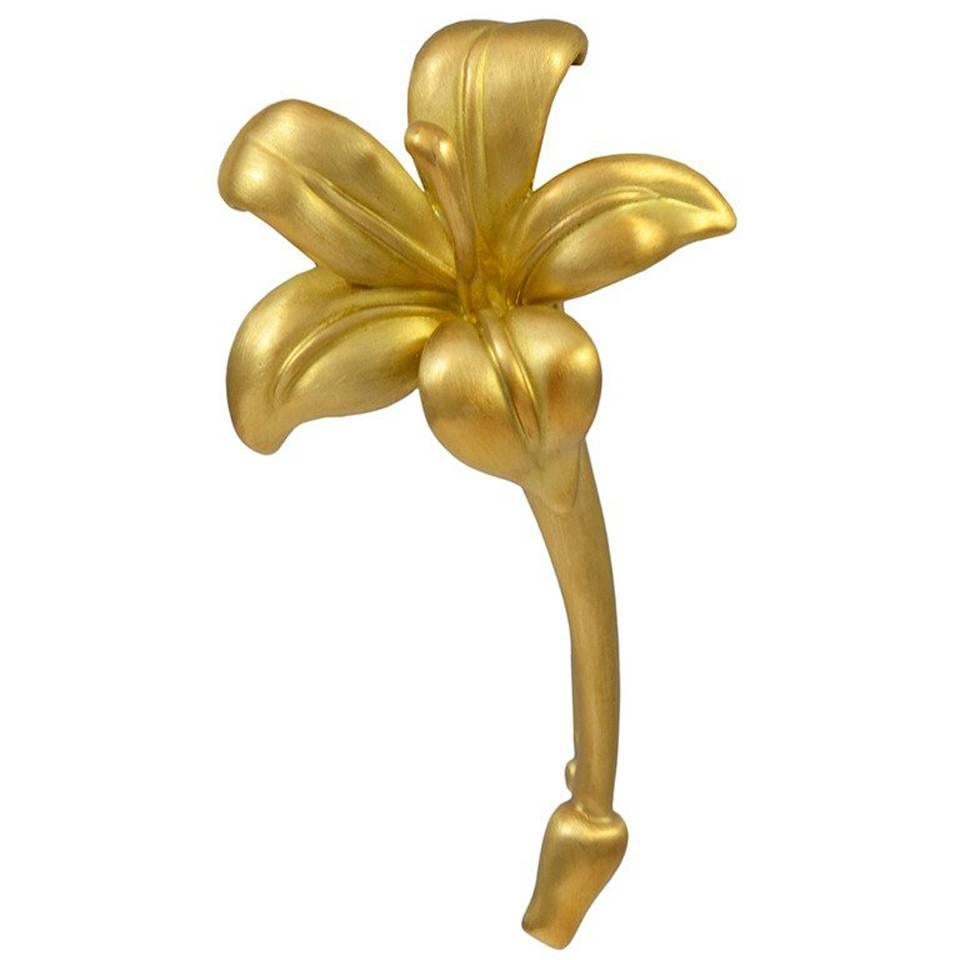 Angela Cummings Matte Gold Lily Flower Brooch