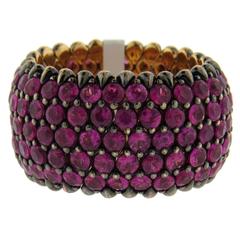 Marco Valente Ruby Gold Wide Flexible Band Ring