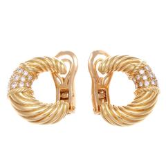 1960s Van Cleef & Arpels Diamond Gold Earrings