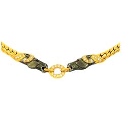 Cellini Signed Black Rhodium Ruby
Diamond Gold Horse Choker Necklace Cellini Signed Black Rhodium Ruby
Diamond Gold Horse Choker Necklace