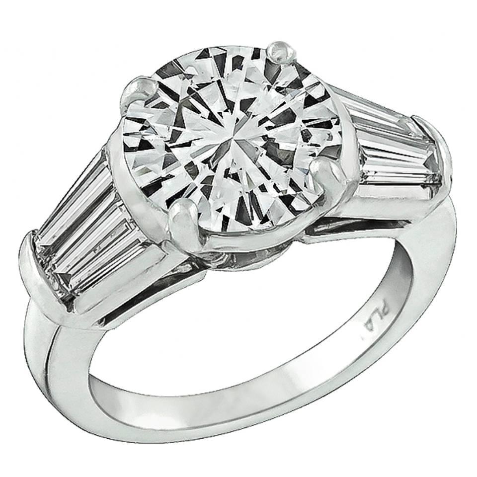 Stunning 2.36 Carat GIA Cert Diamond Platinum Engagement Ring For Sale