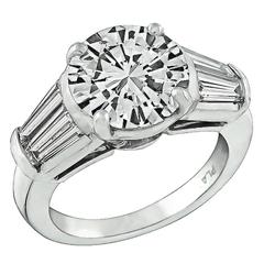 Vintage Stunning 2.36 Carat GIA Cert Diamond Platinum Engagement Ring