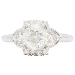 1.55 Carat Old European Cut Diamond Platinum Ring