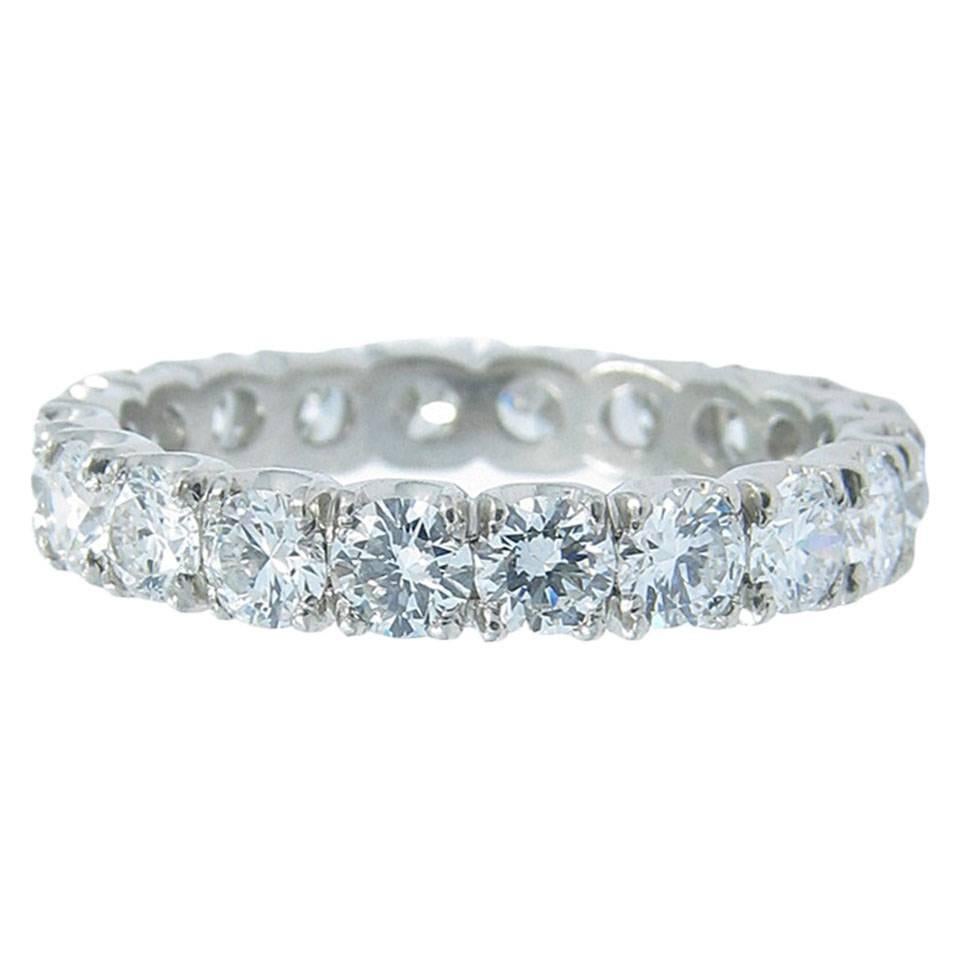 3.60 Carats Diamonds Platinum Eternity Band Ring  For Sale
