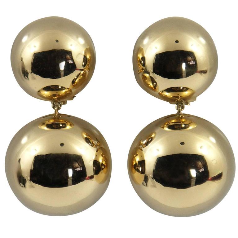 Gold Ball Drop Earrings at 1stdibs