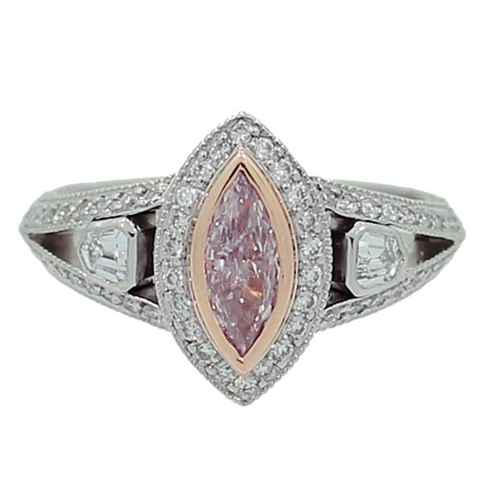 Fancy Purplish Pink Diamond Platinum Ring  For Sale