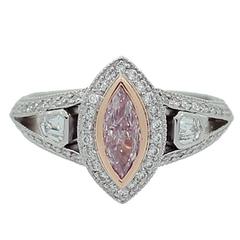 Fancy Purplish Pink Diamond Platinum Ring 