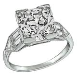 Impressionnante bague de fiançailles Art déco en platine avec diamants de 2,65 carats