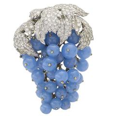 Vintage Diamond Set Grape Brooch