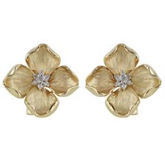 Diamant-Gold-Blumen-Ohrringe