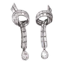 Pierre Sterle Diamond Platinum Pendant Earrings