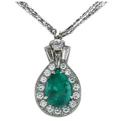 6.50 Carat Emerald Diamond Pendant