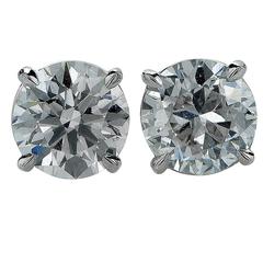 2.25 Carat Diamond Gold Solitaire Stud Earrings