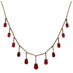 Antique Victorian Red Spinel Gold Necklace
